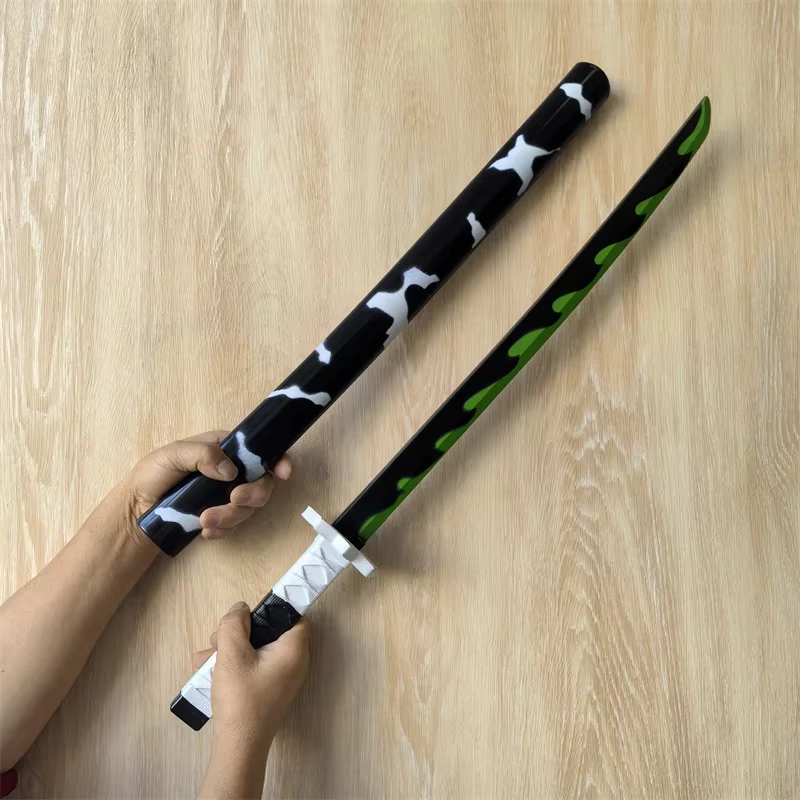 Épée Katana Demon Slayer assemblée, accessoires de Cosplay, Anime Orange Tomioka Giyuu Kamado Tanjirou, épées 72cm