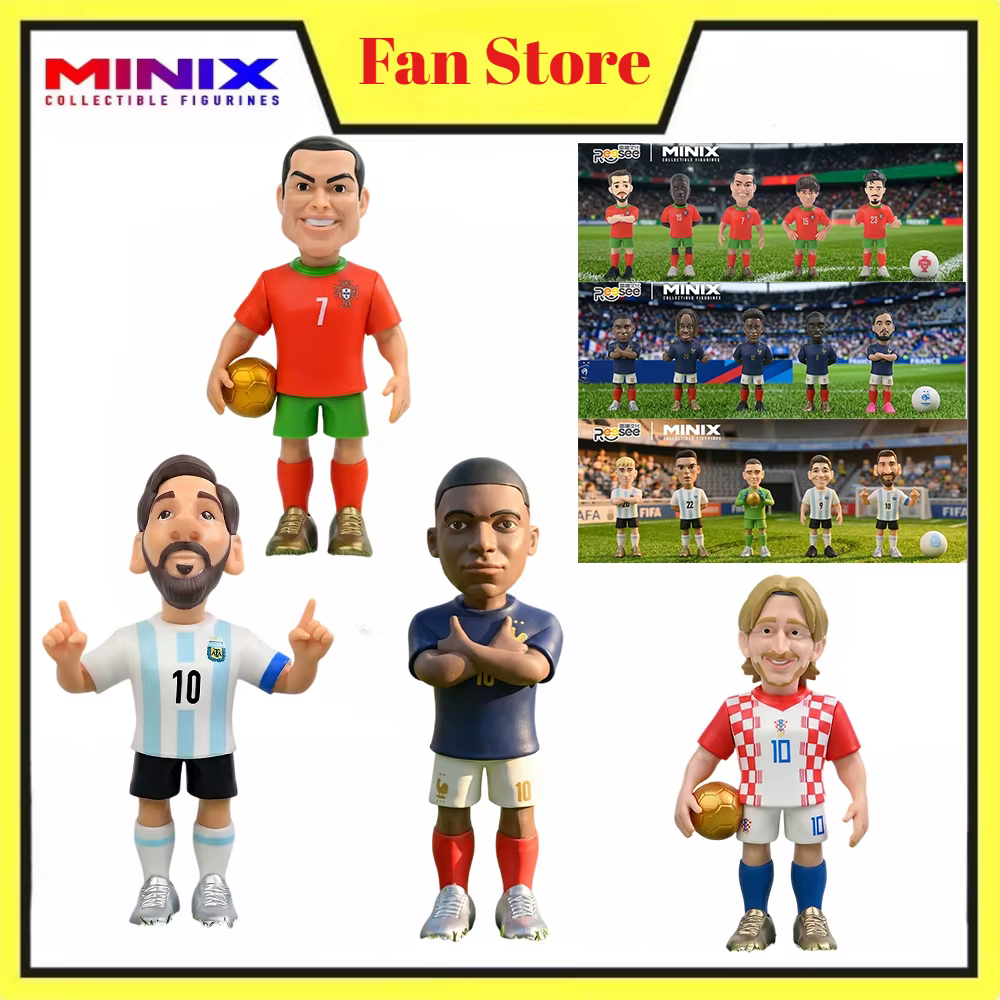 Figurines de collection Minix, série de stars du football Giant Club, Messi, Neymar, Fati, Suarez, Mbappé, modèles en PVC, figurines d'action, jouets pour les fans