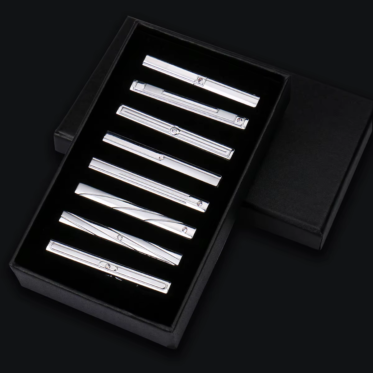 Coffret de pinces à cravate de luxe pour homme, haute qualité, accessoires de costume, 8 pièces, plusieurs styles, cadeaux pour homme