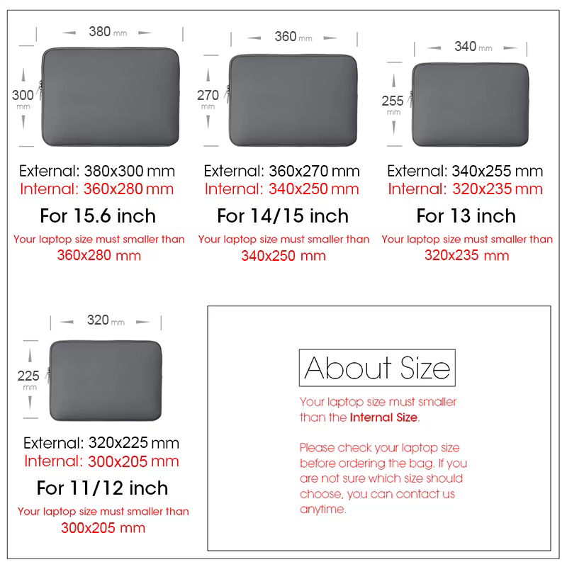 Sacoche pour ordinateur portable pour Xiaomi, Lenovo, Dell, Macbook Air Pro, Retina 13 ", 14", 15 ", 15.6"