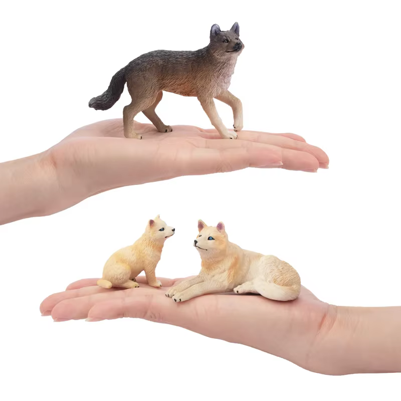 Figurines de loup de Simulation 6 pièces, jouets d'action modèle Animal sauvage pour enfants, coffret cadeau, Mini Figurines de collection