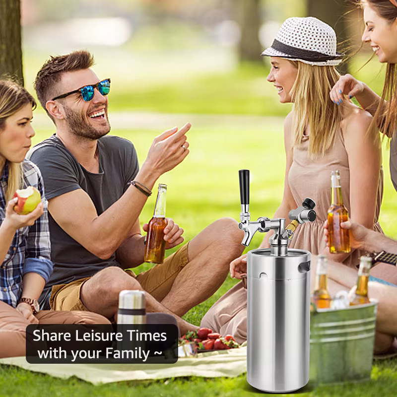 Fût de bière Growler, mini fûts de baril de bière artisanale, récipient portable pour barbecue, fête de brassage, 2L, 3,6 L, 4L, 5L