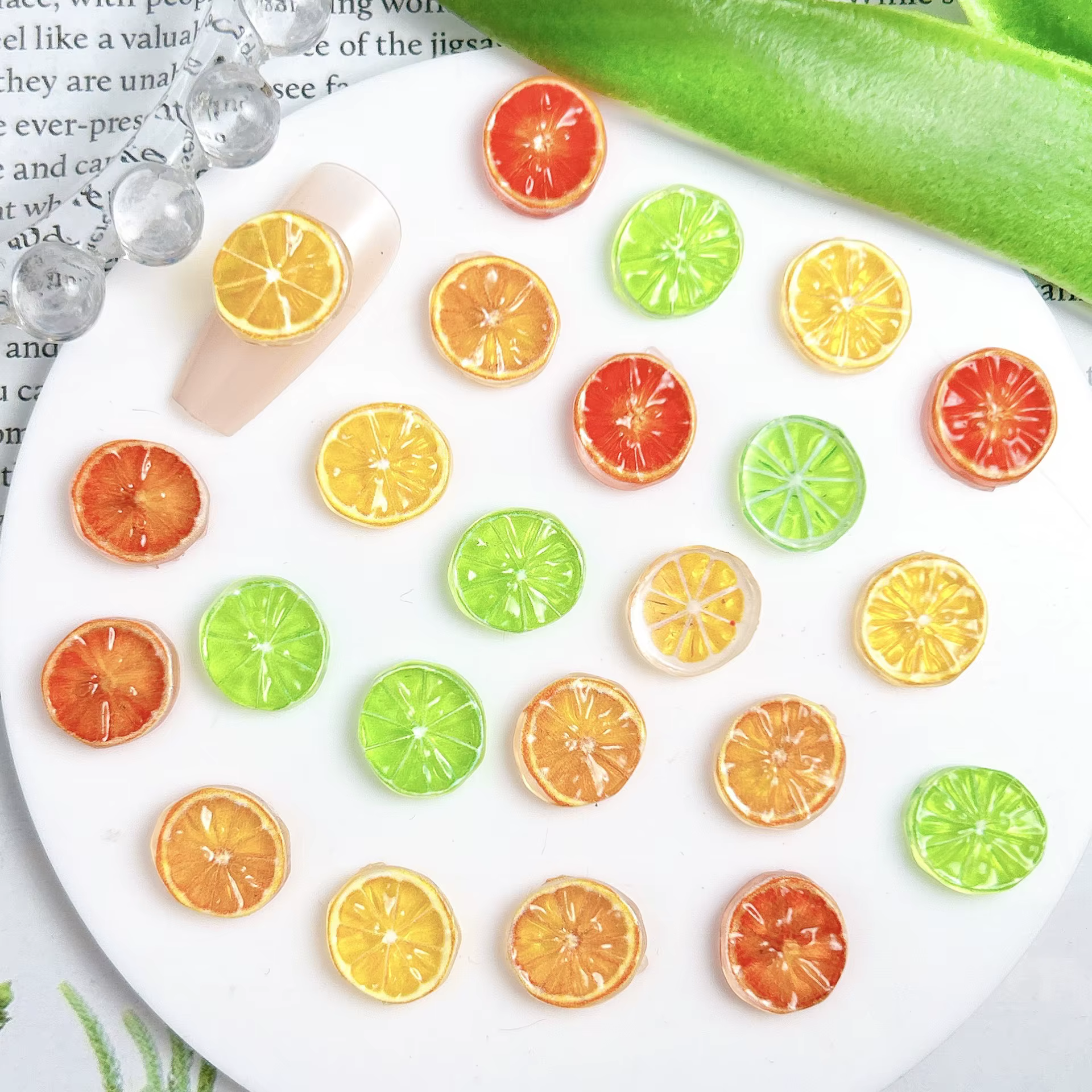 Pièces de breloques pour ongles en résine de citron, couleurs mélangées, patchs de citron, décoration Design pour Nail Art, bricolage, Mini tranches de fruits Orange, accessoires