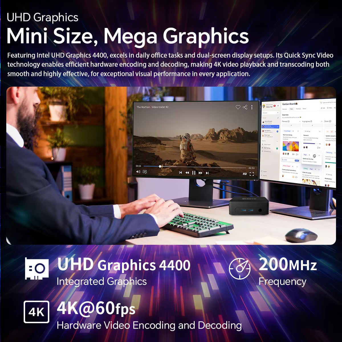 SOYO Mini PC Y5 Air Intel i5 4260U CPU avec 8 Go de RAM, 128 Go de SSD M.2, mini ordinateur de bureau, double affichage 4K, WiFi 5, BT4.2, USB-C