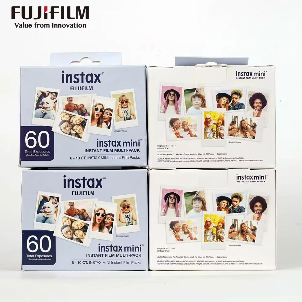 En stock : Film Fujifilm Instax Mini avec bord blanc, 50/60 feuilles, compatible avec les appareils photo instantanés Instax Mini 12, 11, 9, 8, 7s, 70, 90, EVO, LINk, LiPlay