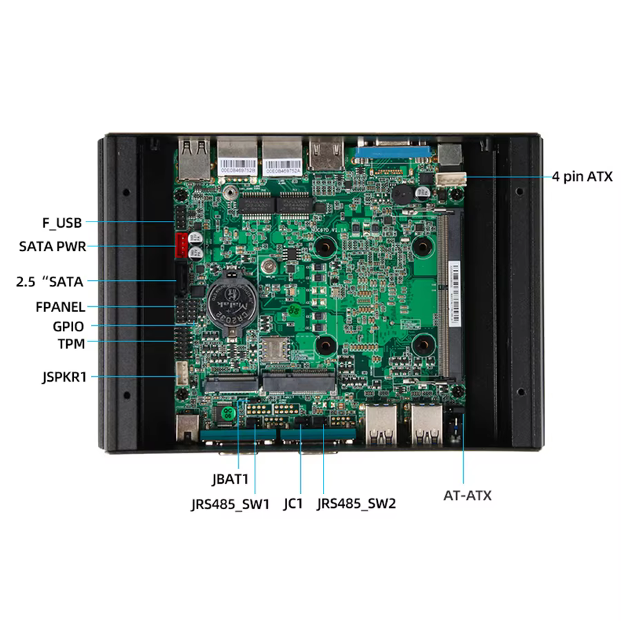Mini PC industriel sans ventilateur Intel I3-8130U I5-8250U 2x DB9 RS232 RS485 2x LAN 6x USB Mini PCIe GPIO WiFi 4G LTE Win10/11 Linux