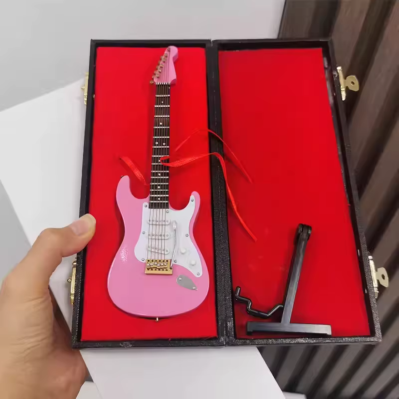 Mini guitare électrique en bois, modèle miniature, instrument de musique, décoration, cadeau pour chambre à coucher, salon 10/18