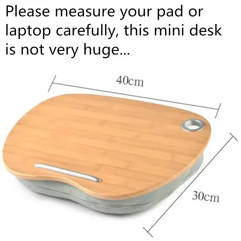 Mini Table multifonctionnelle pour ordinateur portable, supports pour coussin/téléphone/livre portable pique-nique/Camping/canapé, coussin de siège, tasse, plateau en bois