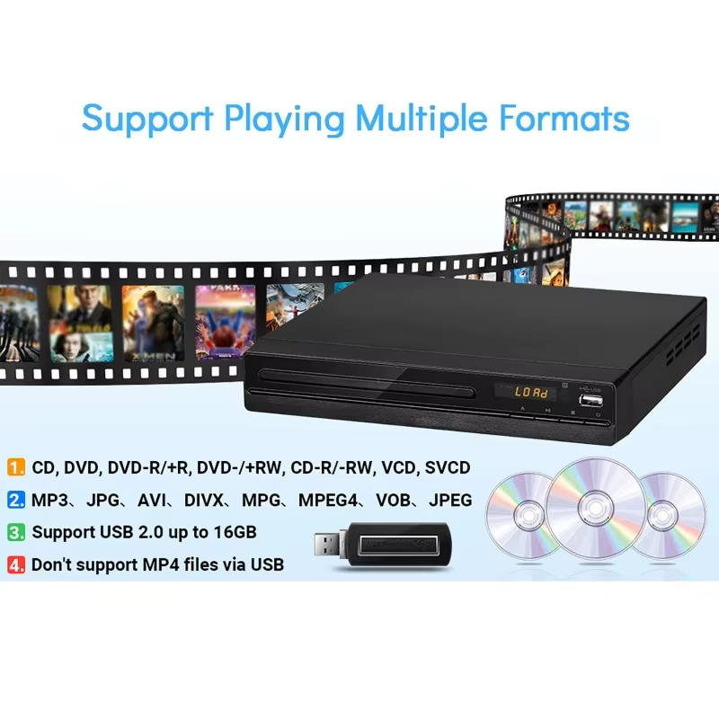 Lecteur DVD domestique pratique, modèle 238, lecteur de disques HD Mini EVD VCD CD pour usage domestique