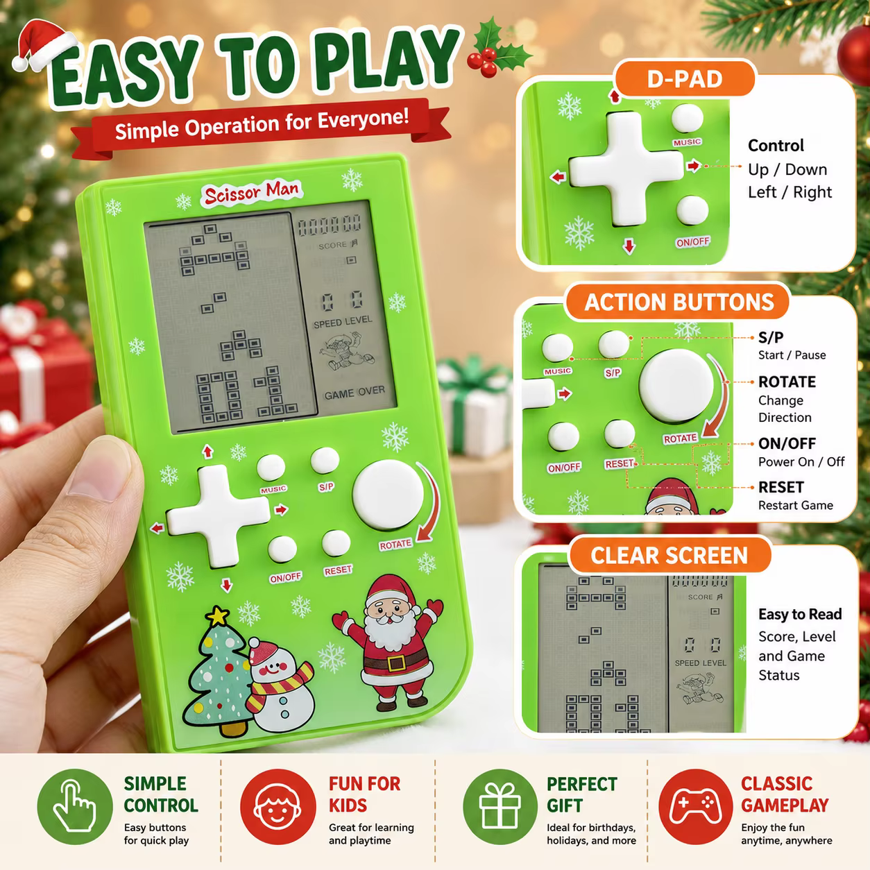 Mini console de jeu électronique rétro, 26 jeux, appareil de jeu portable, cadeau de vacances