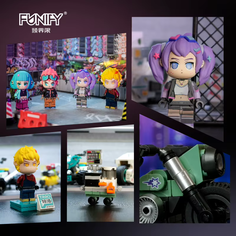 4 styles de figurines miniatures de motards cyberpunk et blocs de construction de motos | Jouets en briques d'anime à collectionner pour enfants et adultes