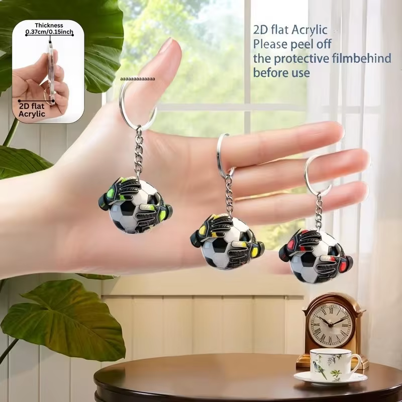 Porte-clés de football de simulation en acrylique, accessoires de bijoux, pendentifs pour sacs à dos, décoration suspendue pour voiture, ornement, porte-clés