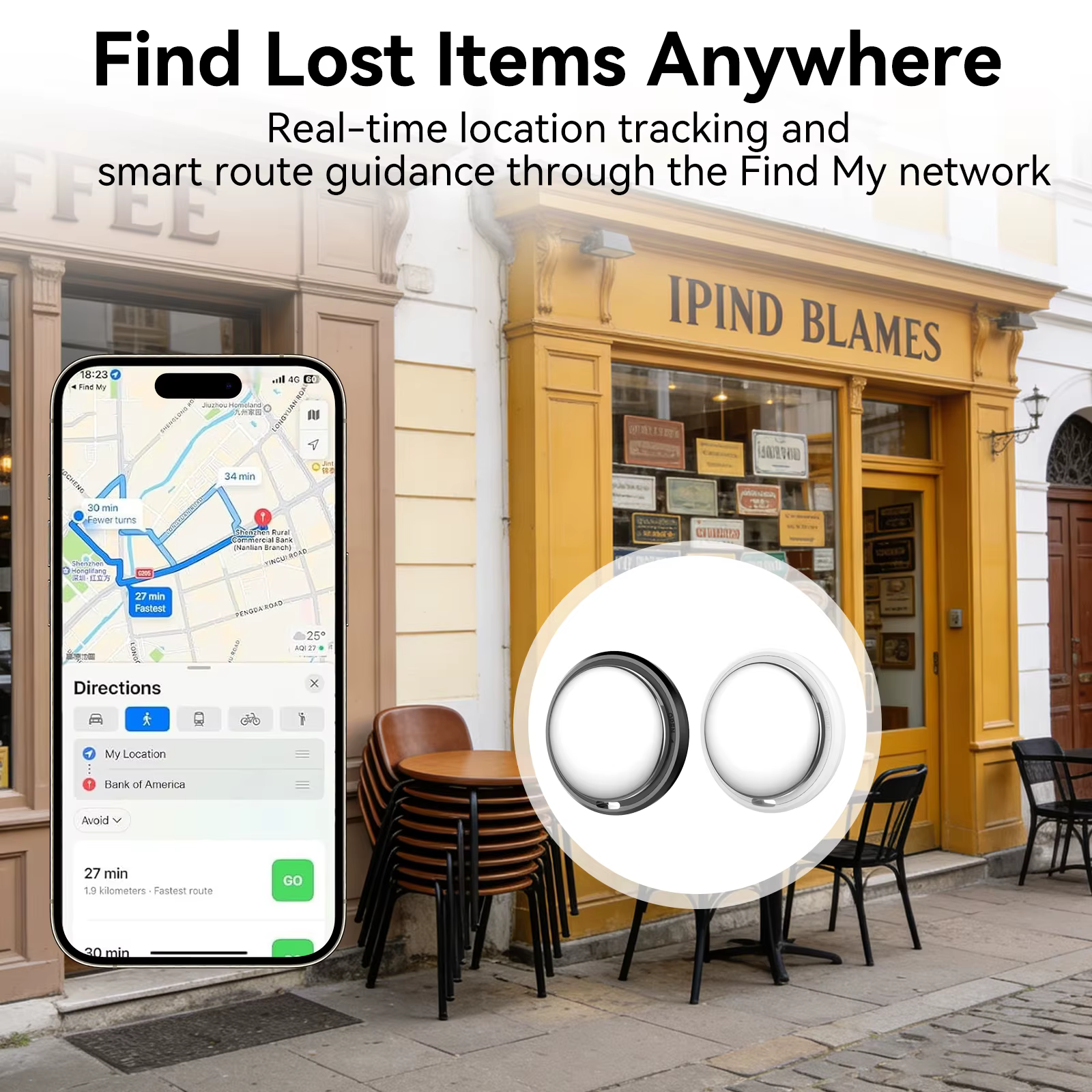 Mini traceur GPS caché avec étui magnétique – Localisateur anti-perte pour voiture, portefeuille, animal de compagnie, compatible avec iOS Find My et Google Find Hub