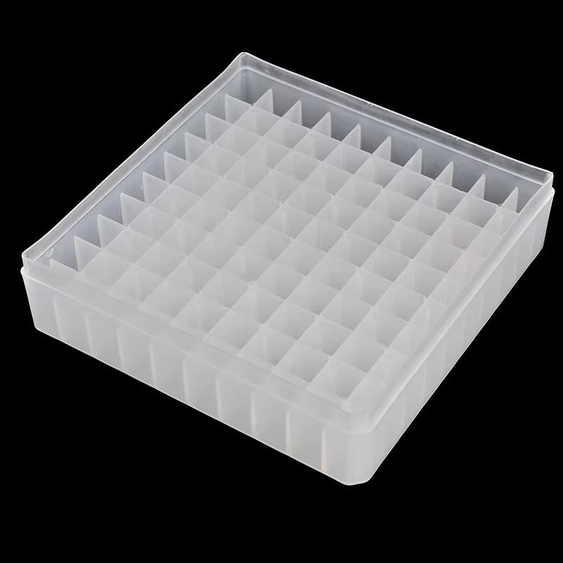 Mini boîte de rangement de bouteilles d'huile essentielle à 100 grilles, boîte en plastique 5x14x14cm, présentoir de bouteilles de parfum portables, support de présentation pour bouteille de 2ml