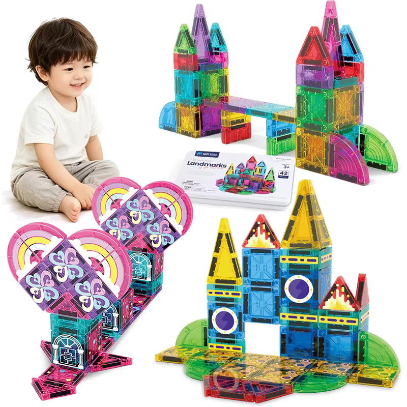 Mini blocs magnétiques de voyage pour enfants, jouets de construction magnétiques, boîte en fer portable, jouet sensoriel préscolaire STEM, cadeau