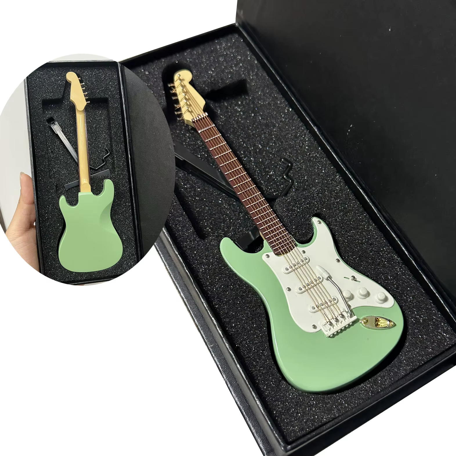 Mini guitare électrique en bois, modèle miniature, instrument de musique, décoration, cadeau pour chambre à coucher, salon 10/18