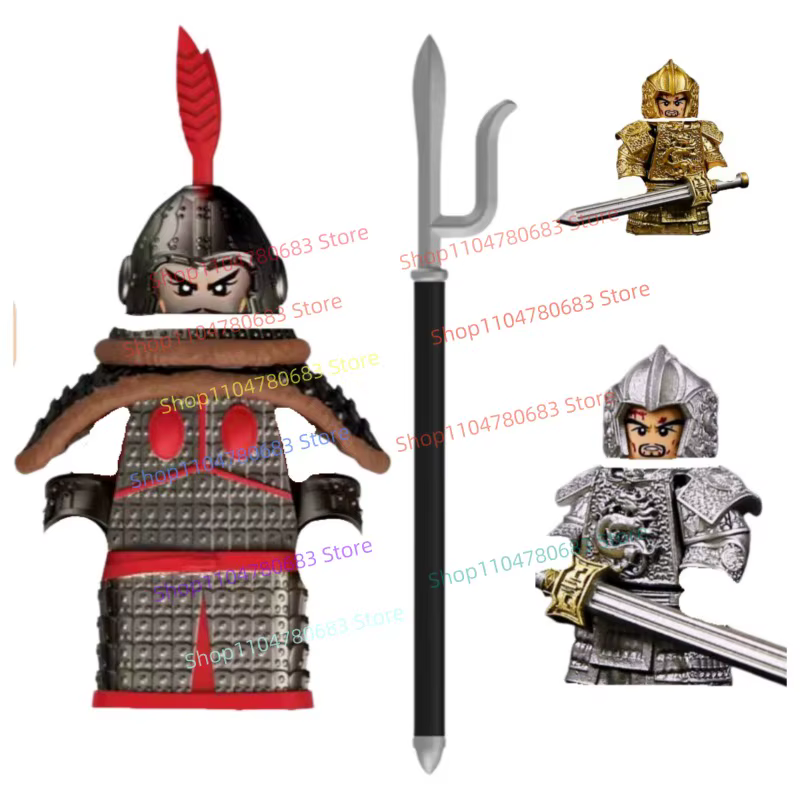 Mini figurine MOC, accessoires d'armure de soldat médiéval doré, modèle de construction, jouet ornemental tendance, cadeau de collection