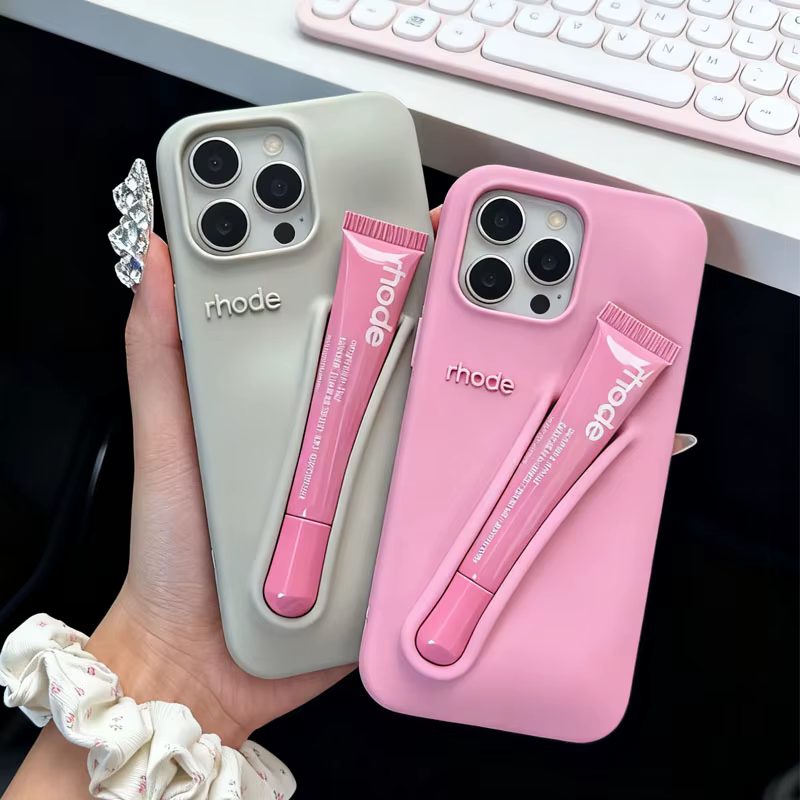 Lemontini – coque de téléphone en Silicone, marque chaude, pour IPhone 11 12 13 14 15 16 Pro Max Plus 17, maquillage aérien, brillant à lèvres, avec glaçage à lèvres