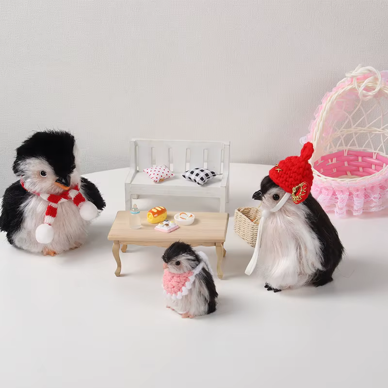 Mini Silicone Animal pingouin Reborn poupée Squishy réaliste mignon pingouin famille nouveau-né poupée drôle jouer maison jouet Collection cadeaux