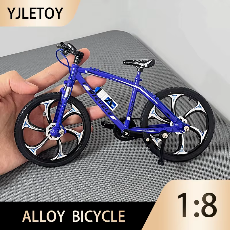 Mini modèle de vélo en alliage 1:8, bleu, en métal moulé sous pression, décoration, mini vélo BMX de montagne, jouets de simulation pour garçons