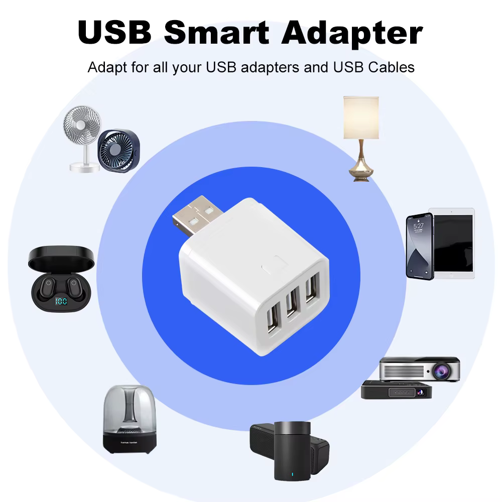 MANHO Hub USB intelligent WiFi, adaptateur Micro USB 5V, mini adaptateur d'alimentation USB WiFi, contrôle à distance par application, commande vocale pour Alexa Google Home