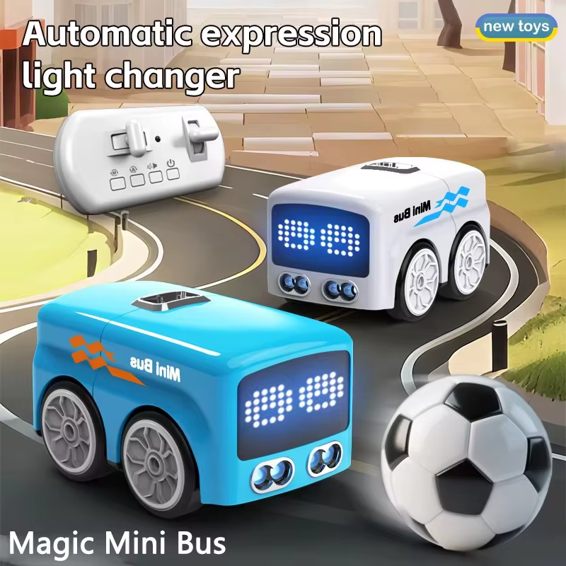 Mini Bus Intelligent RC pour Enfants, Contrôle à Distance, Détection de Geste, Voiture à Induction, Animation, Expressions Automatiques Amusantes, Jouet