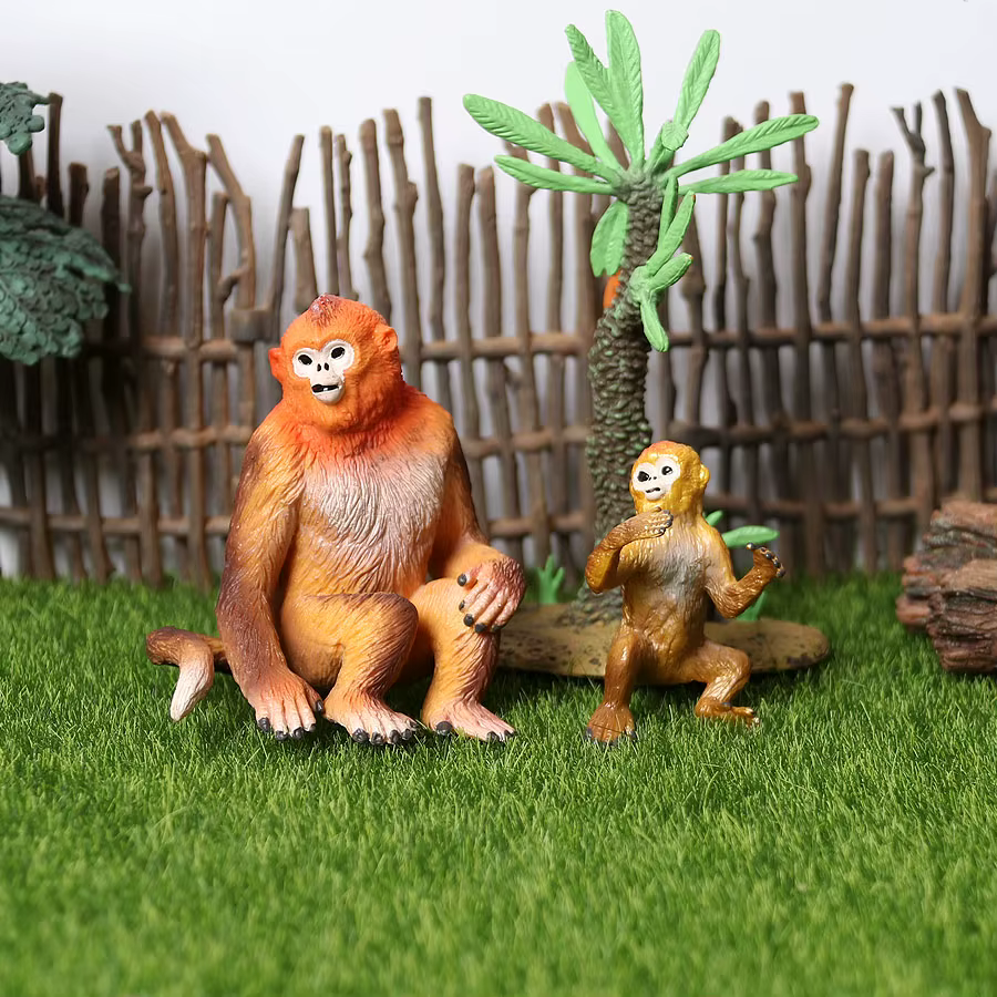 Figurines de simulation d'animaux sauvages : Mandrill, Chimpanzé, Gorille, Gibbon, Singe - Collection éducative de jouets et figurines