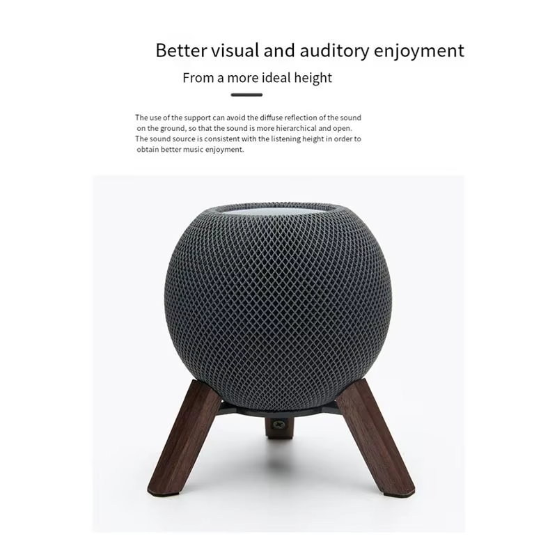 Support en bois véritable YOC pour HomePod Mini, support en bois avec cadre métallique, trépied pour enceinte HomePod Mini.