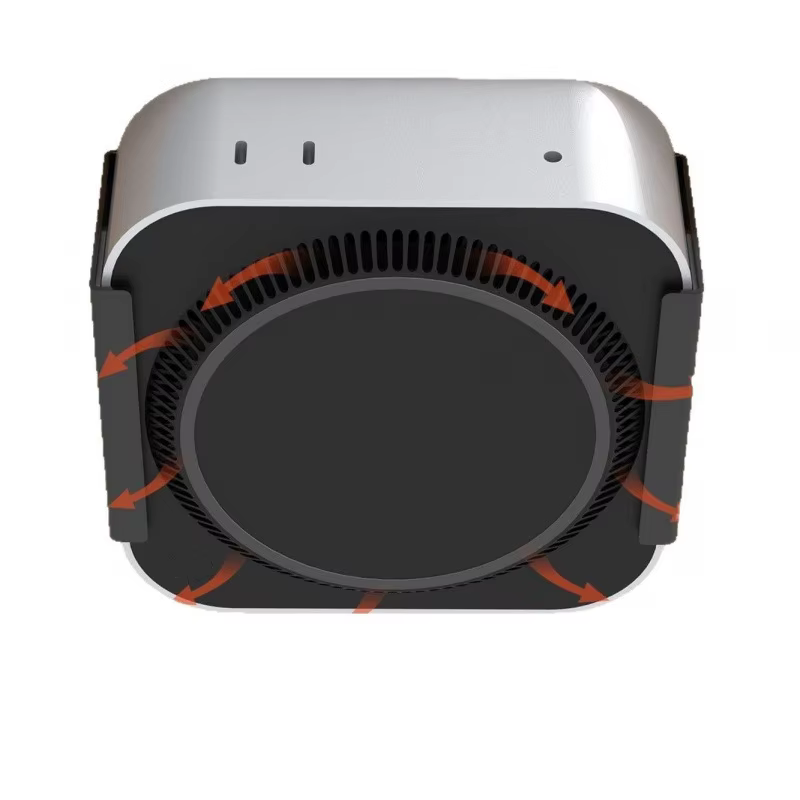 Support de fixation sous le bureau pour Mac Mini M4, support en métal noir avec protection anti-rayures et installation facile par vis.