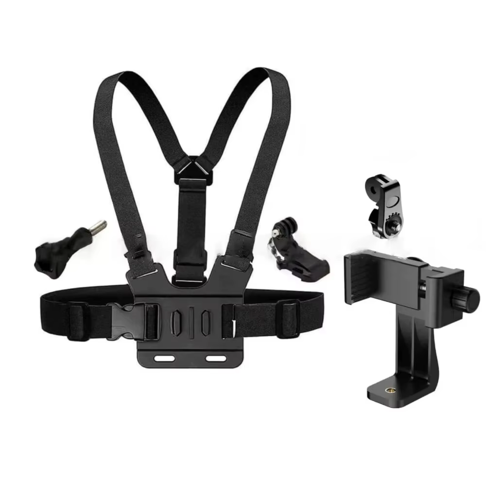 1 PC support de pince de téléphone réglable avec support de Fixation de sangle de poitrine pour appareil photo de Sport appareil photo de téléphone portable support noir accessoire
