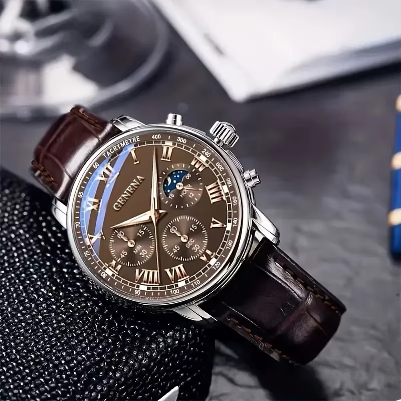 Montres d'affaires de luxe pour hommes, bracelet en cuir, cadran rond, analogique, à Quartz, Reloj Hombre (sans boîte)