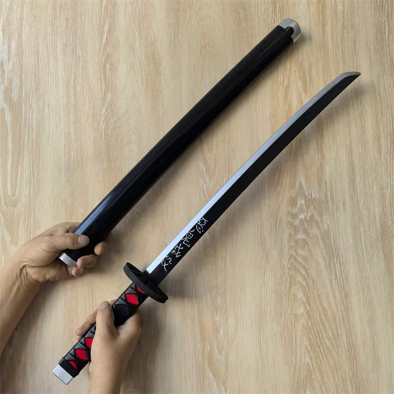Épée Katana Demon Slayer assemblée, accessoires de Cosplay, Anime Orange Tomioka Giyuu Kamado Tanjirou, épées 72cm