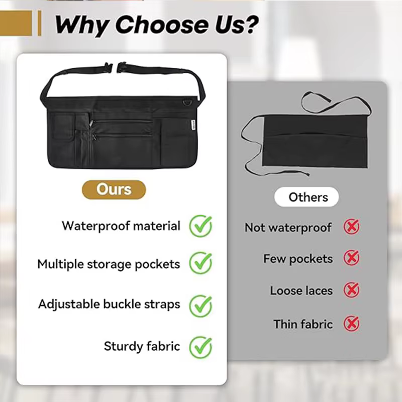 Tablier de taille Portable, outil utilitaire, ceinture, pochette d'argent, tablier de serveur polyvalent, artisan, accessoire de serveur de charpentier en plein air