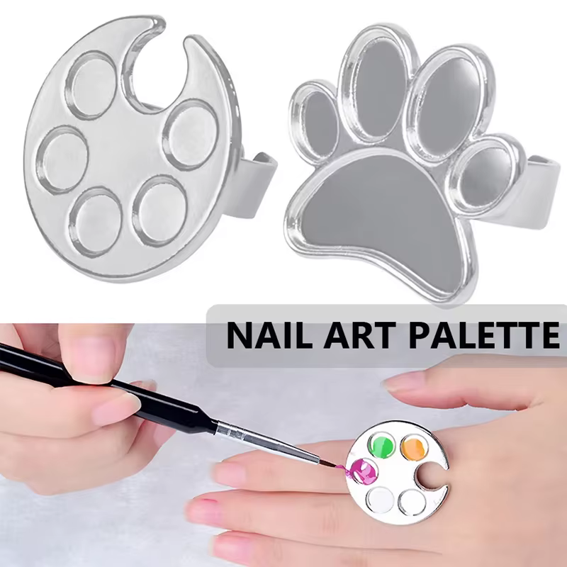Mini anneau de mélange de Palette de couleurs pour Nail Art, conception d'empreintes mignonnes pour mélanger les peintures acryliques et les vernis à ongles