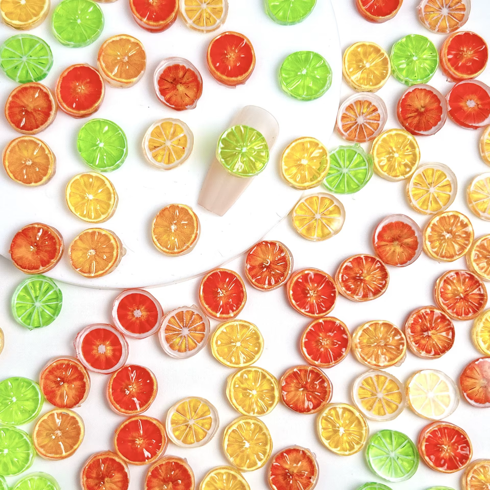 Pièces de breloques pour ongles en résine de citron, couleurs mélangées, patchs de citron, décoration Design pour Nail Art, bricolage, Mini tranches de fruits Orange, accessoires