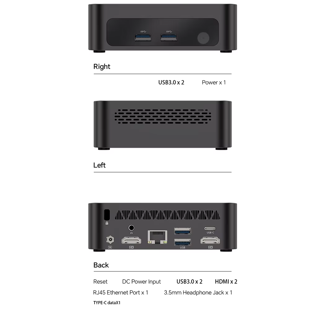 SOYO Mini PC Y5 Air Intel i5 4260U CPU avec 8 Go de RAM, 128 Go de SSD M.2, mini ordinateur de bureau, double affichage 4K, WiFi 5, BT4.2, USB-C