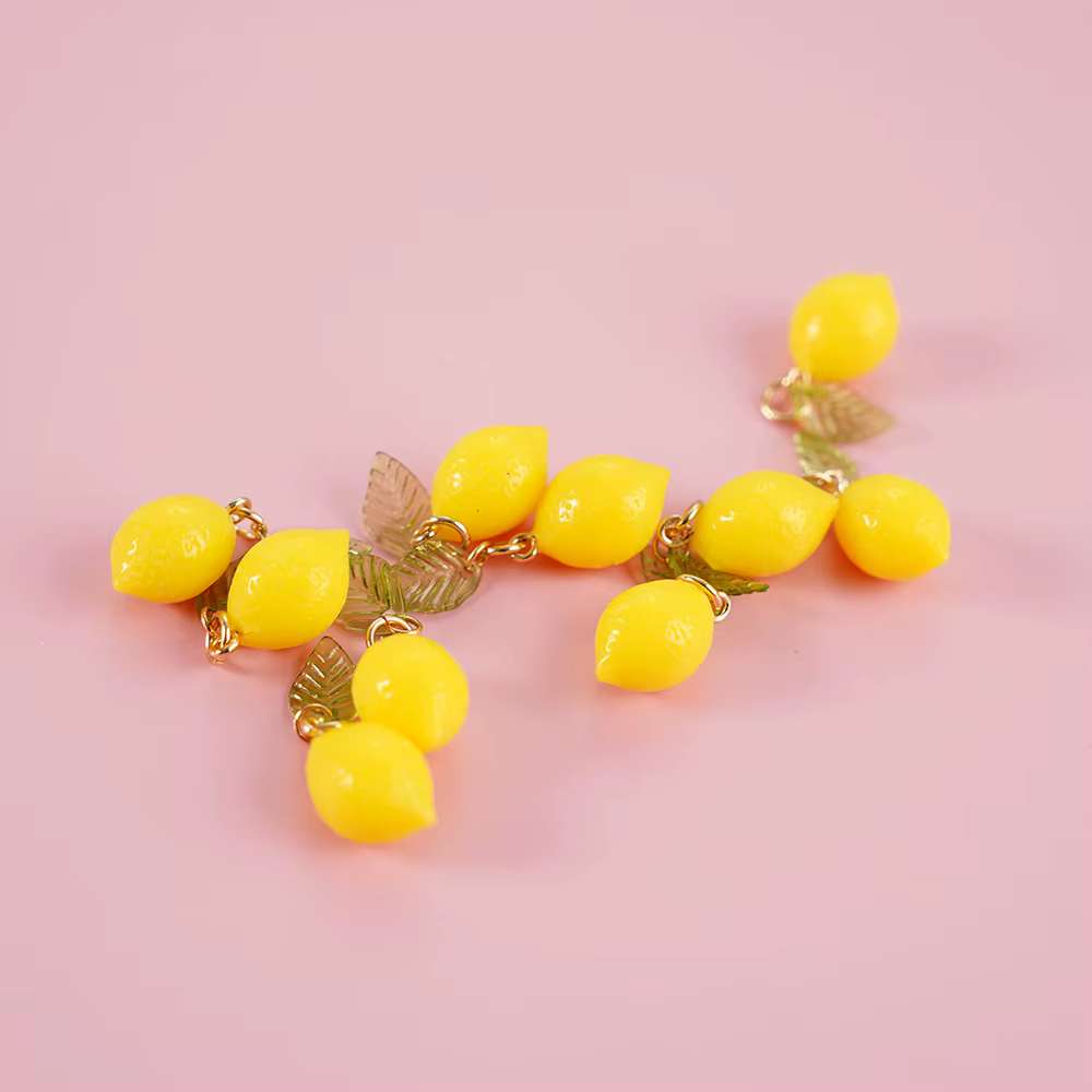 Ensemble de bijoux décoratifs en épingle à cheveux, pendentif citron, bijoux de fruits, bracelet à faire soi-même, collier, porte-clés, boucles d'oreilles, accessoires, 10 pièces