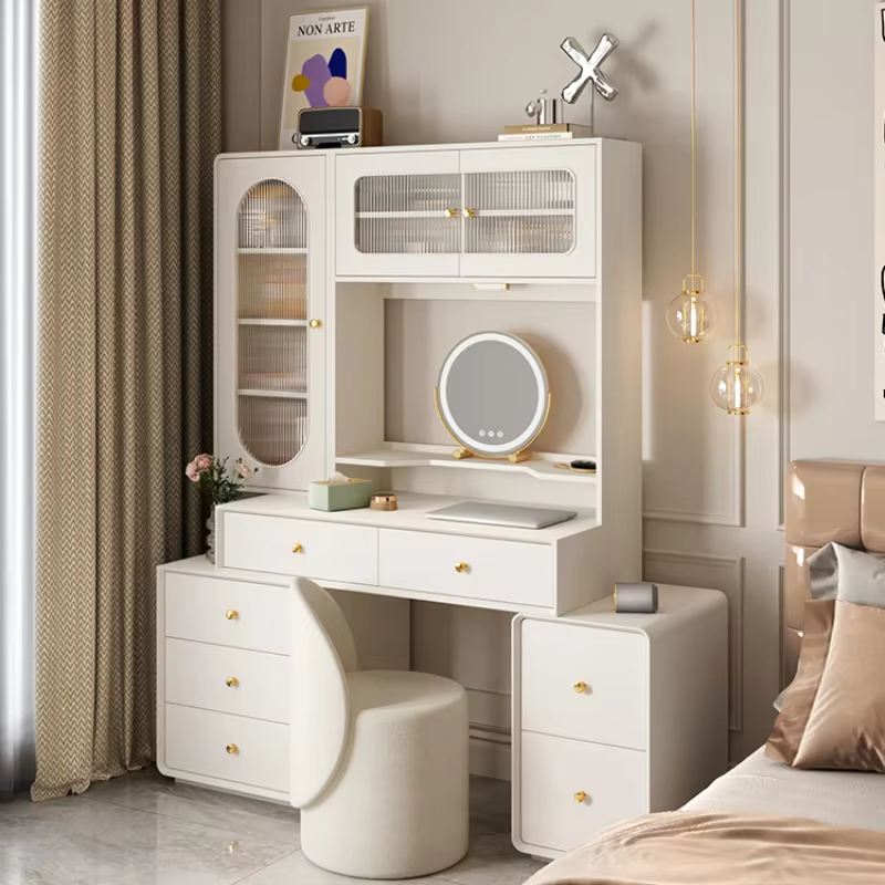 Ensemble de coiffeuse de luxe avec miroir, organisateur de vêtements, meuble de chambre à coucher