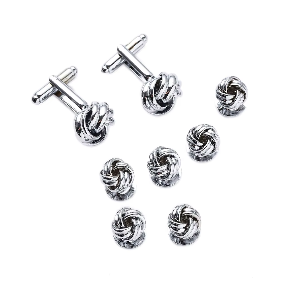 Ensemble de boutons de manchette de luxe pour hommes, ensemble de 8 pièces, clous de smoking Premium avec boutons, accessoires de chemise, boîte cadeau, boucles de cravate de mariage