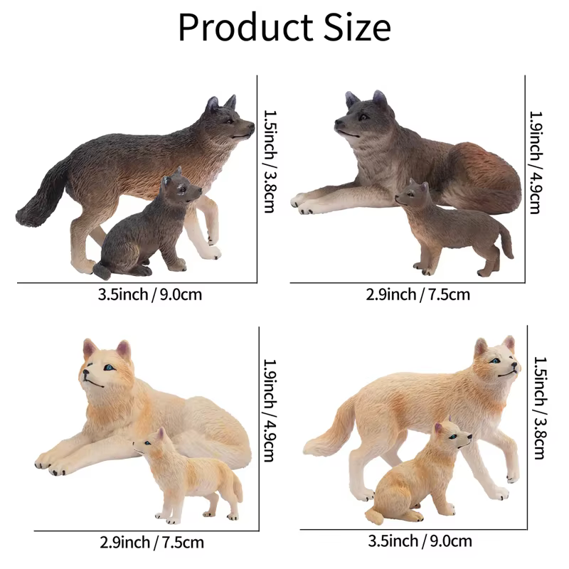 Figurines de loup de Simulation 6 pièces, jouets d'action modèle Animal sauvage pour enfants, coffret cadeau, Mini Figurines de collection