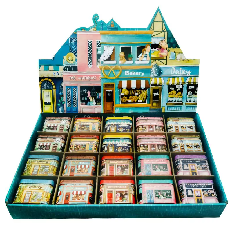 Boîte de rangement de sceau de petite maison pour enfants, 18 boîtes, mini magasin, design, objets de collection, bonbons, chocolat, récipient, petit emballage, cadeaux pour filles