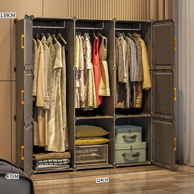 Armoire Modulaire Simple et Économique pour Chambre à Coucher – Rangement Portable Tendance pour Vestidores
