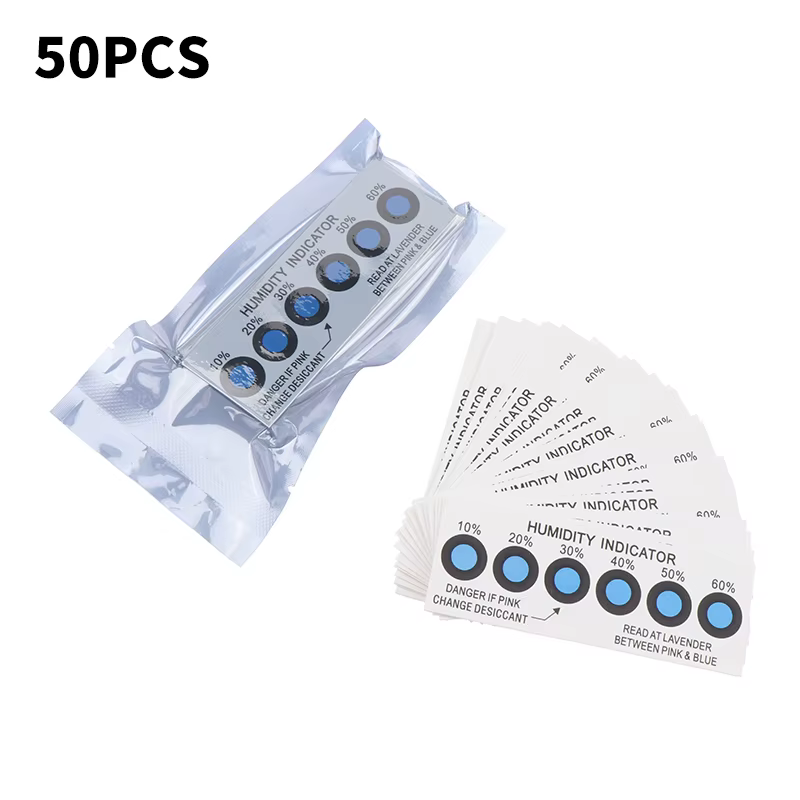Carte indicatrice d'humidité pour tester l'humidité dans les conteneurs fermés, carte de test 10%-60%, carte d'humidité bleue à six points