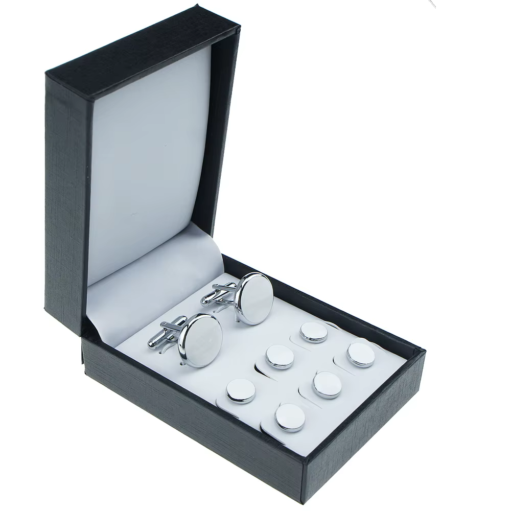 Ensemble de boutons de manchette de luxe pour hommes, ensemble de 8 pièces, clous de smoking Premium avec boutons, accessoires de chemise, boîte cadeau, boucles de cravate de mariage