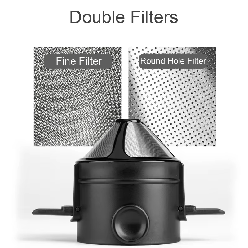Filtre à café pliable pour bureau, maison, voyage, cafetière goutte à goutte Portable, en acier inoxydable, réutilisable, verser sur le goutteur de café