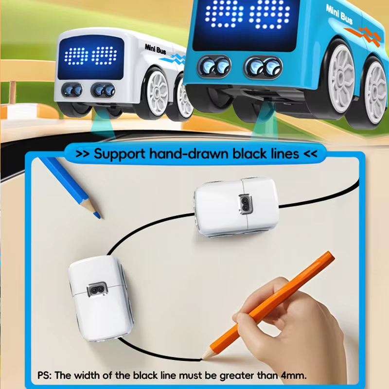 Mini Bus Intelligent RC pour Enfants, Contrôle à Distance, Détection de Geste, Voiture à Induction, Animation, Expressions Automatiques Amusantes, Jouet