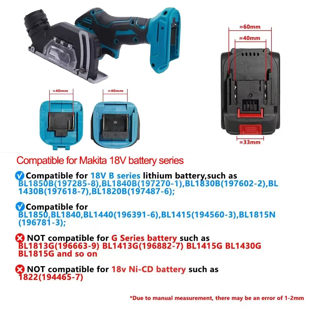 Mini meuleuse d'angle sans fil de 3 pouces, outil de coupure électrique avec scie circulaire, adapté à la broche de batterie Makita/Dewalt 20V