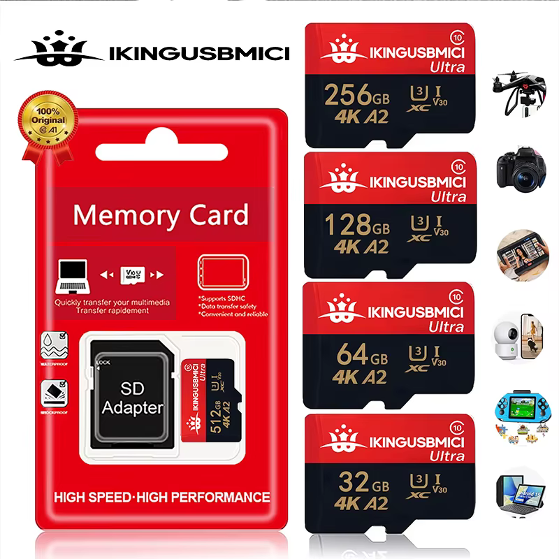 Carte Micro SD Originale Haute Qualité U3 Ultra Rapide pour Smartphone – Capacités 32/64/128/256/512 Go – Mini, Durable et Fiable