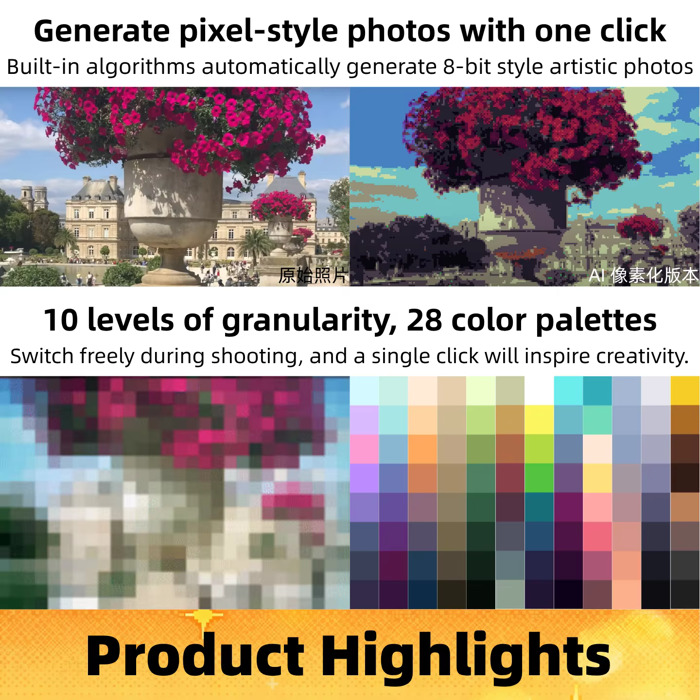 Caméra Pixelist Art caméra caméra à faible pixel caméra mosaïque caméra de style pixel