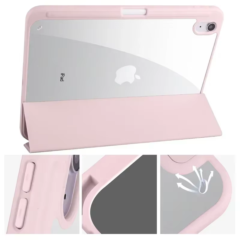 Étui pour iPad 10e génération avec support pour stylet, coque rigide transparente en acrylique à trois volets pour iPad 10.2, 9.7, Air 11, 5, 4, iPad 11, A16, 10, 9